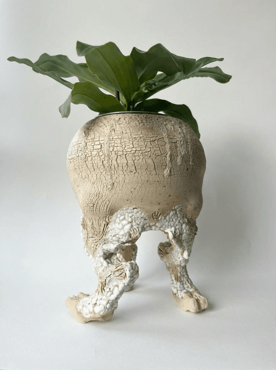 Crackle vessel with fern